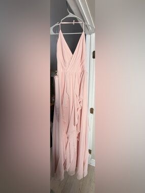 blush vera wang bridesmaid dress La Divine CD417 Off-the-shoulder Chiffon Bridesmaid or Wedding Guest D   Sparkly Gowns